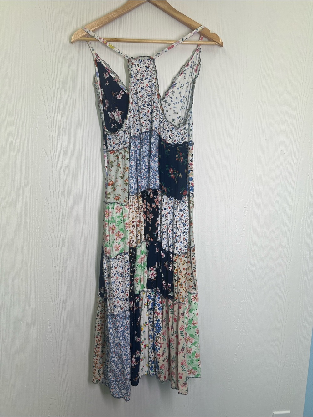 Paani - Bohemian Floral Patchwork Tiered Sleeveless Midi Dress Size Small - Picture 11 of 12